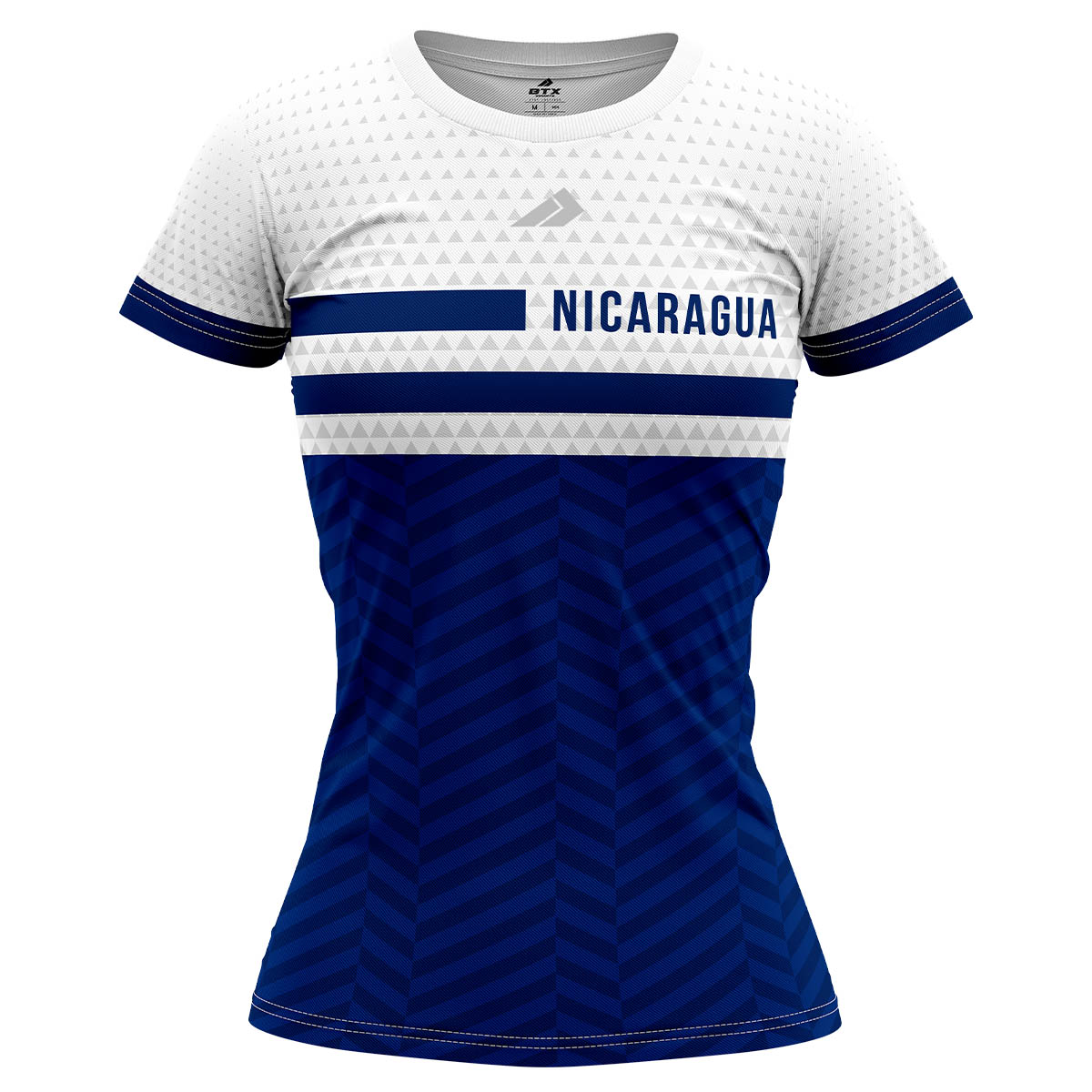 Camiseta de Dama cuello redondo Nicaragua Blanco y Azul