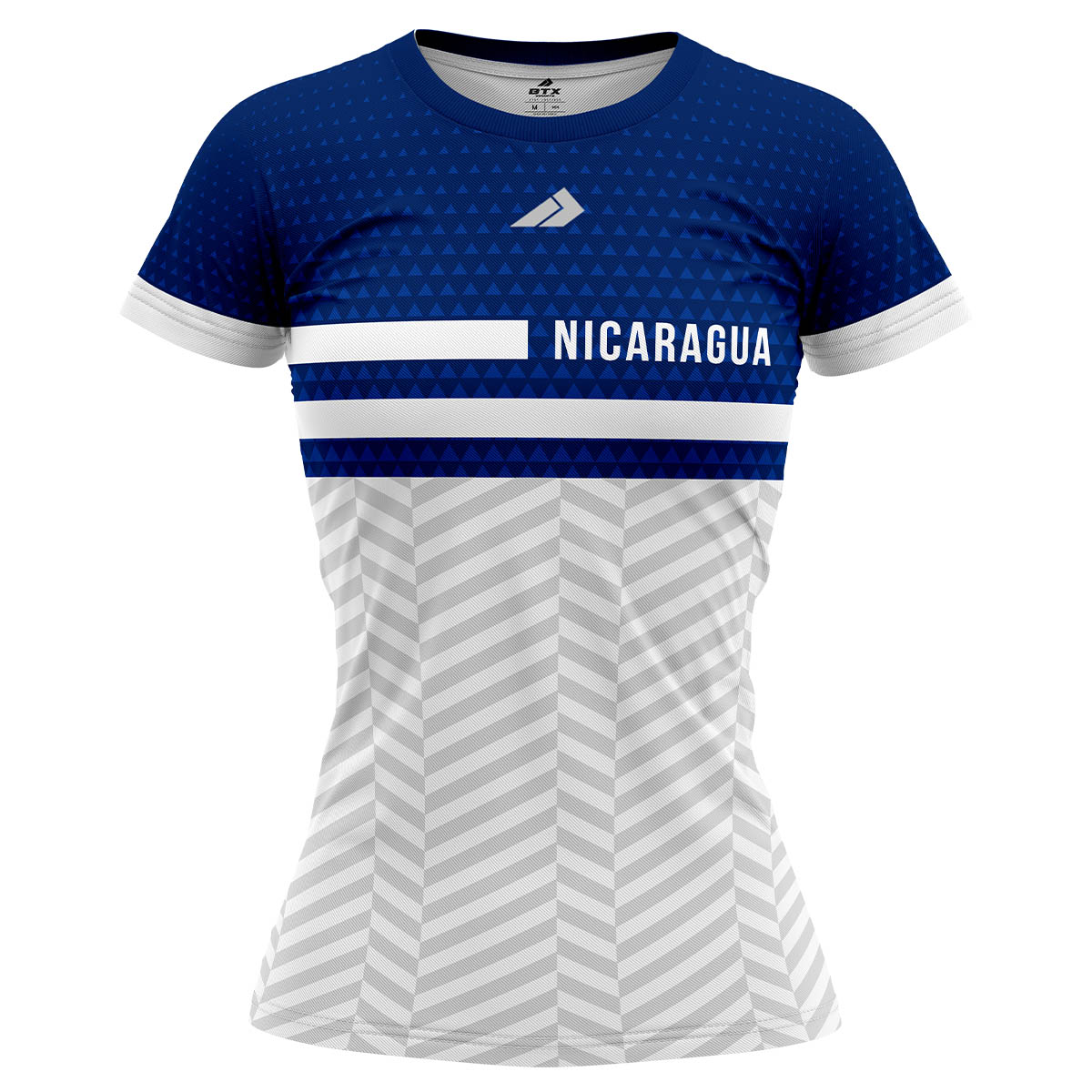 Camiseta de Dama cuello redondo Nicaragua Azul y Blanco